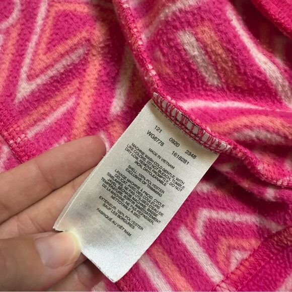 Small 7/8 Columbia Kids Pink Patterned Fleece Jacket - Picture 10 of 11